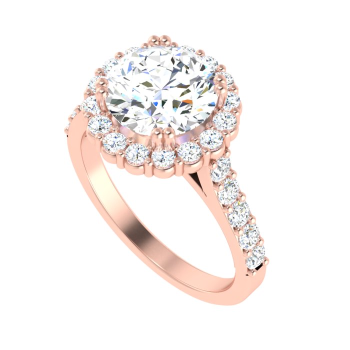 14K ROSE GOLD 11MM ROUND HALO ENGAGEMENT RING